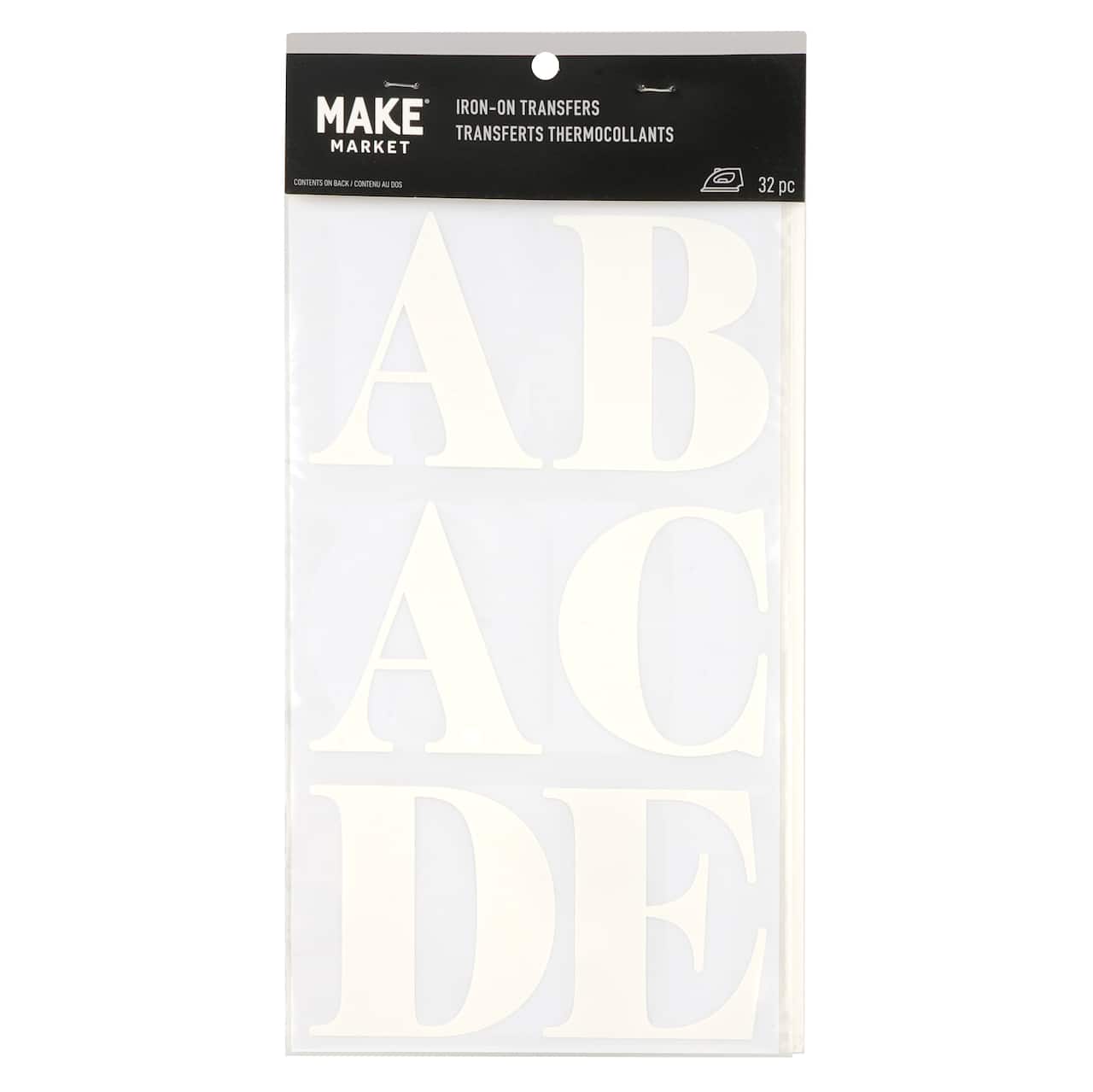 6 Packs: 32 ct. (192 total) 3" Alphabet Iron-On Transfers by Make Market®
